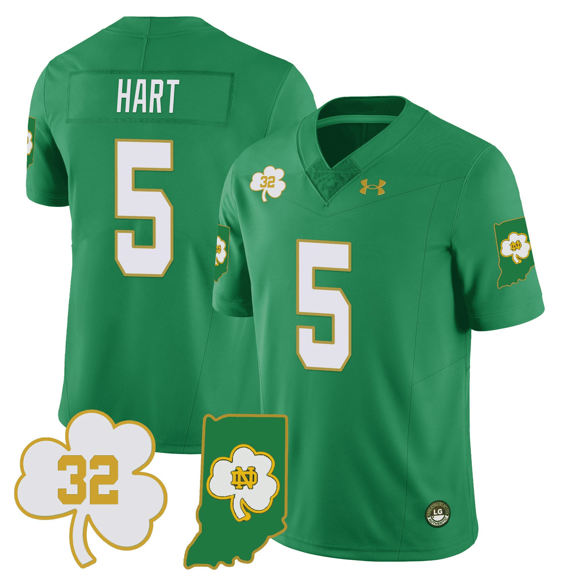 Men Notre Dame Fighting Irish #5 Hart Green 2024 Vapor Limited NCAA Jersey